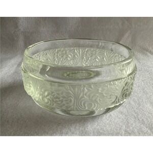Vintage Avon Glass Trinket Dish Bowl Oval Frosted Floral 4.25"‎ x 3.25"